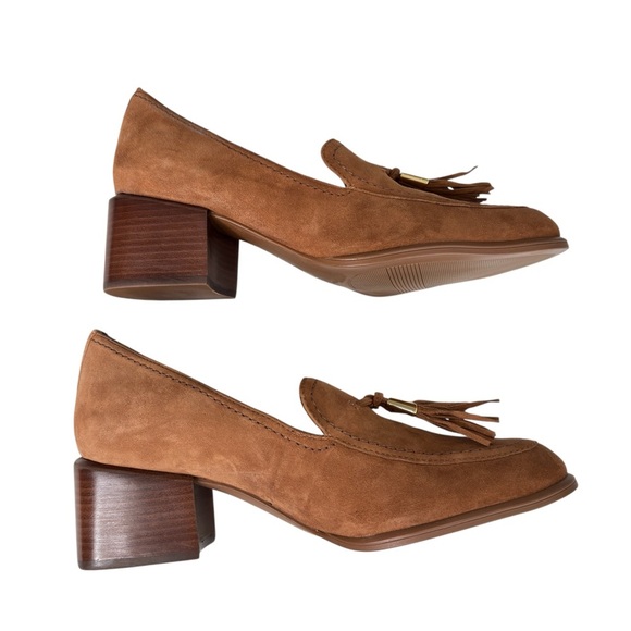 Naturalizer Heels Womens Sz 8 M Trixie Loafers Pumps Tassel Brown Suede Leather - Picture 4 of 11